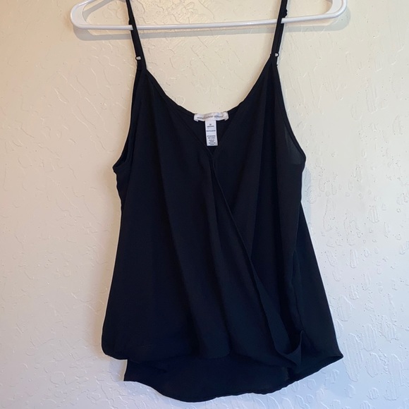 Ambiance Tops - Black faux wrap top size M
